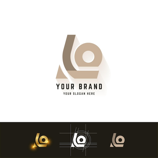 Letter lo or le monogram logo with grid method design