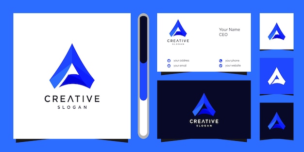 Letter a logo  and business card.