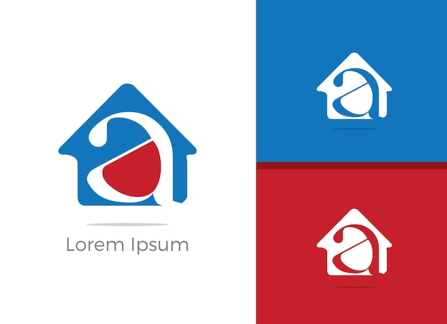 Дизайн логотипа буквы, буква А в иконке домашнего вектора.