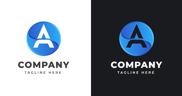 Letter A logo design template with circle shape style
