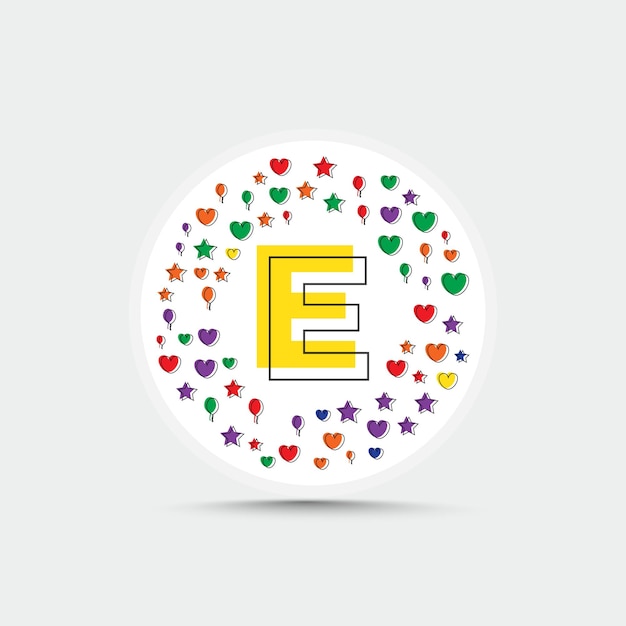 Letter logo design template with colorful love heart star and balloon vector