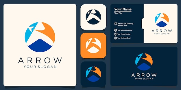 文字矢印記号付きのロゴデザイン