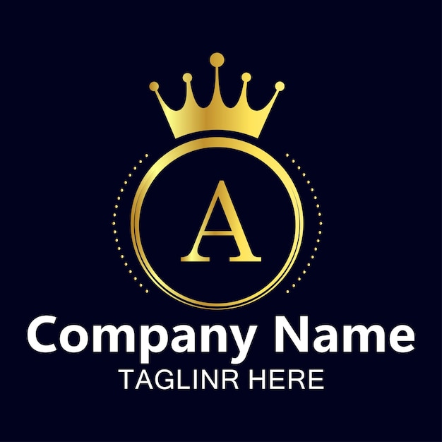 A letter logo design with golden crown vector