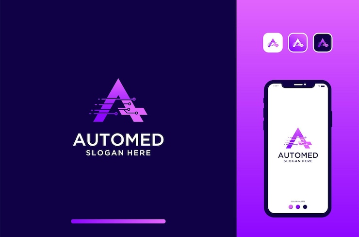 वेक्टर letter a logo design with medical tech element