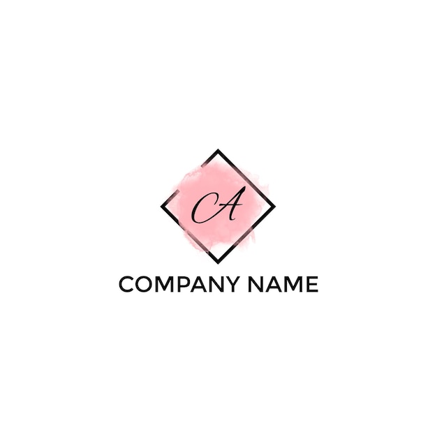 A Letter Logo Design with Pink Ink Strokes over black Square Frames