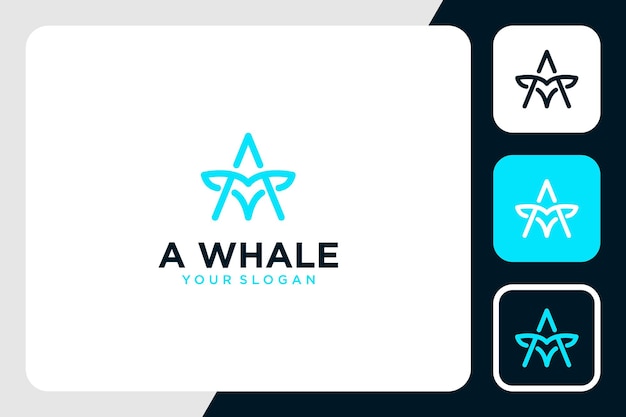 letter a logo design with whale inspiration