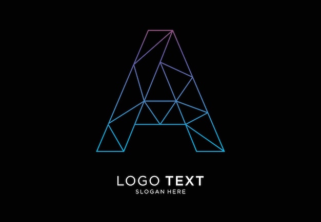 A Letter logo irregular lines gradient color technology