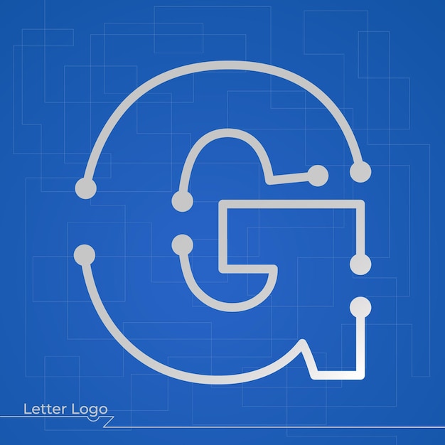 Letter logo line art technology design