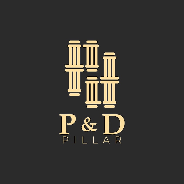 letter logo p and d formed from pillars