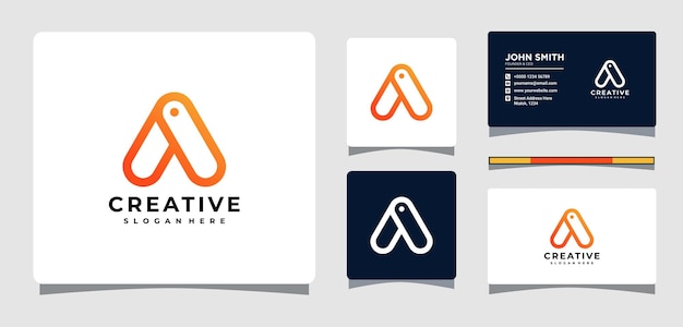 Letter A Logo Template With Business Card Design Inspiration