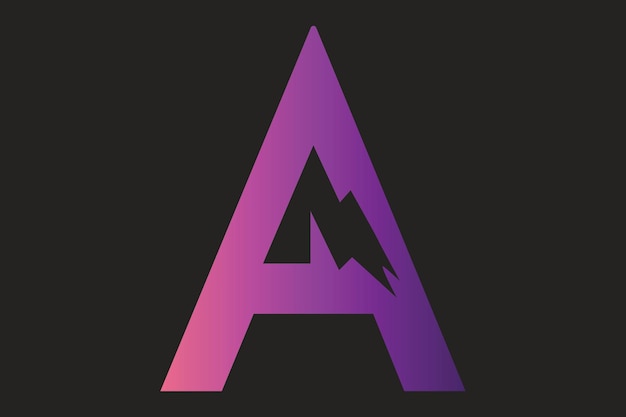 Vector an a letter logo that incorporates a mountain peak symbolizing ambition and achievement