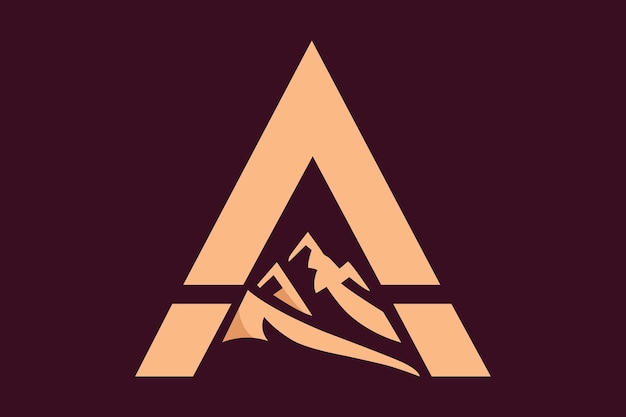 Vector an a letter logo that incorporates a mountain peak symbolizing ambition and achievement