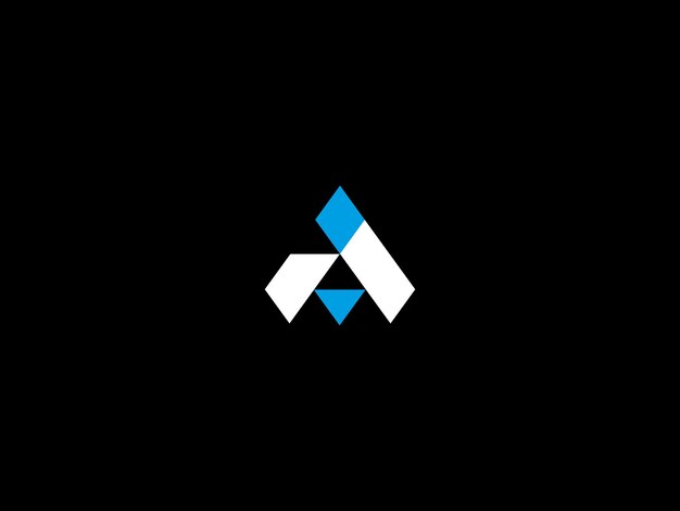 A letter logo with a blue triangle on a black background