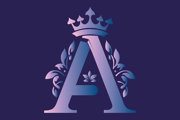 Vettore un logo di lettere con una corona che trasmette autorità e leadership