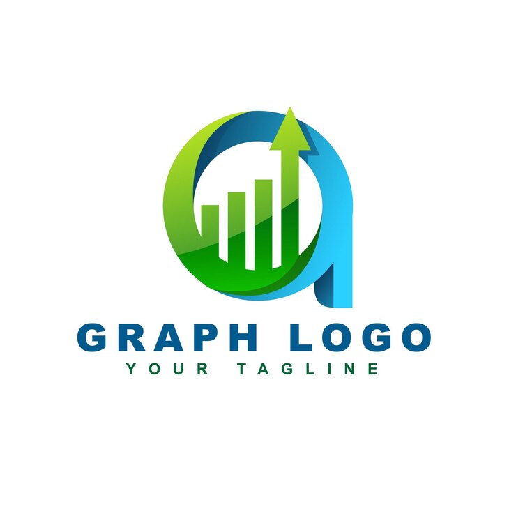 Letter a logo with finance and graph concept.