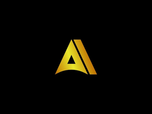 A letter logo with gold color on a black background