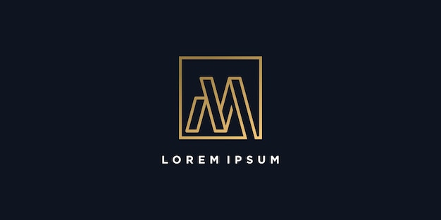 Letter logo with initial m golden technology company business concept premium vector