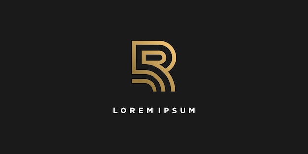 Letter logo with initial R golden technology company business concept Premium Vector