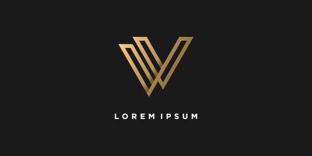 Letter logo with initial V golden technology company business concept Premium Vector