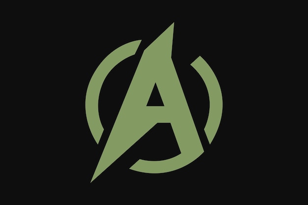 An a letter logo with a lightning bolt symbolizing energy and innovation