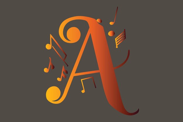 An A letter logo with a musical note representing harmony and rhythm