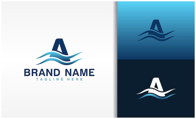 Letter A logo with wave design template