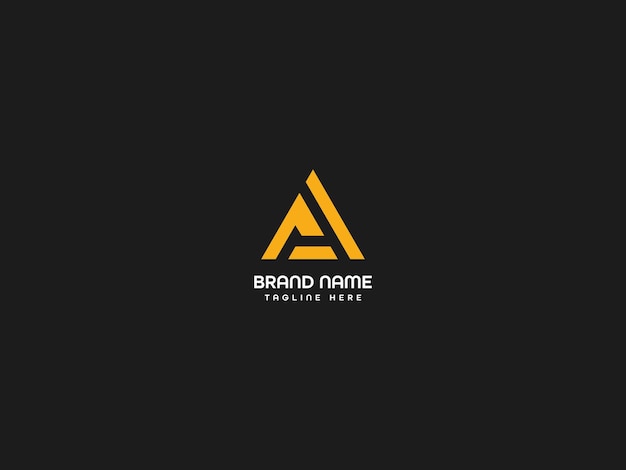 a letter logo with a yellow triangle on a black background