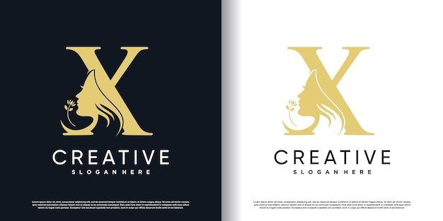 Letter logo x met schoonheidsconcept Premium Vector