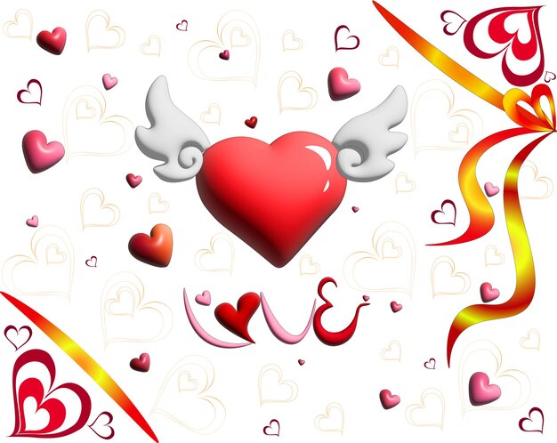 Letter of Love with a flying heart ribbons store the priceless words of love on Valentines Day