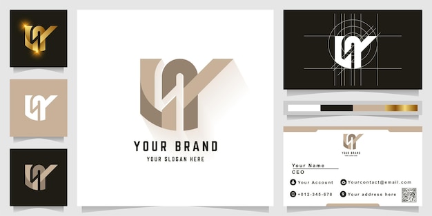 Letter LY or NY monogram logo with business card design