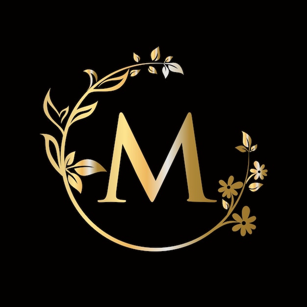 Буква M Beauty цветочный логотип с креативной концепцией для бизнеса компании декоративный цветок салон красоты спа премиум вектор шаблон