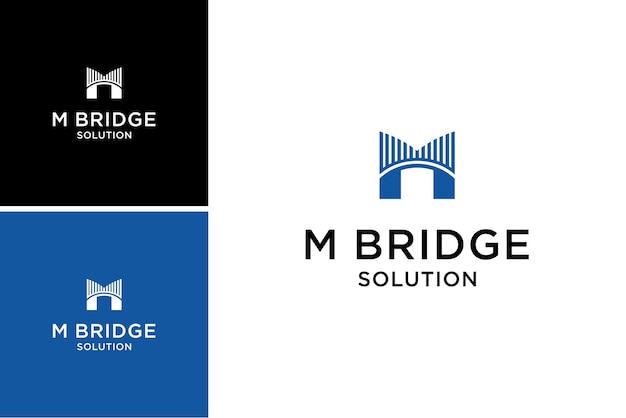 Letter m bridge logo design vector