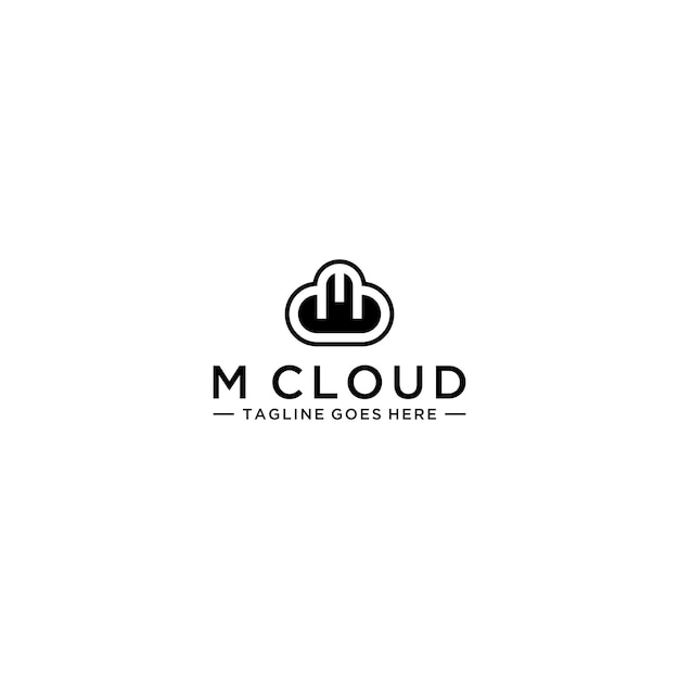 편지 M과 구름 로고 디자인