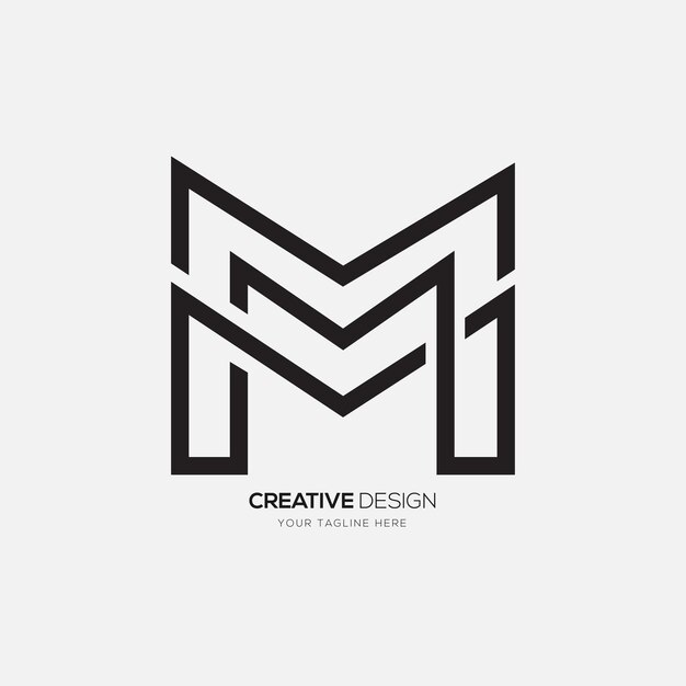 Letter M creative line art modern unique shapes alphabet monogram logo