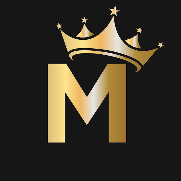 Letter m crown logo crown logo on letter m template for beauty fashion star elegant luxury sign