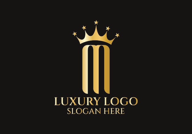 Letter M Crown-logo voor elegant en luxe symbool