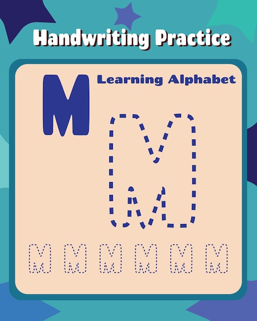 印刷可能なで学ぶ子供のための手紙mかわいい子供たちのカラフルなabcアルファベットトレース練習ワークシート