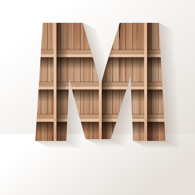 Lettera m design di mensola in legno