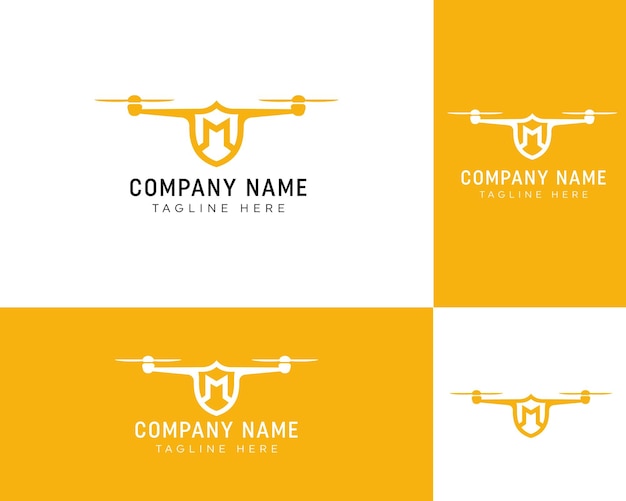 Lettera m drone premium logo vettoriale