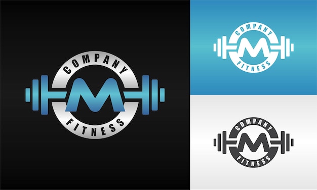 Letter m fitness embleem logo