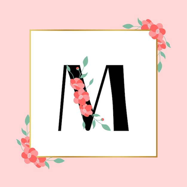 Vector letter m floral feminine logo