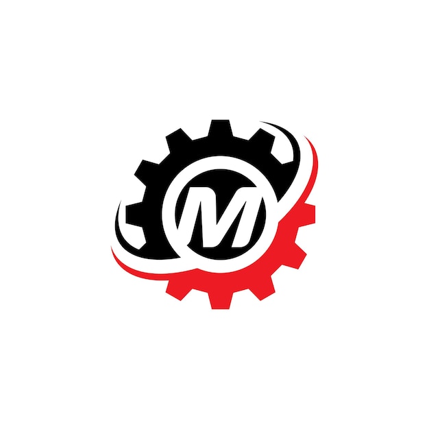 문자 M 기어 로고 디자인 템플릿