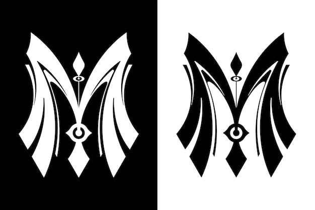 LETTER M GOTHIC MONOGRAM VICTORIAN STYLE LOGO