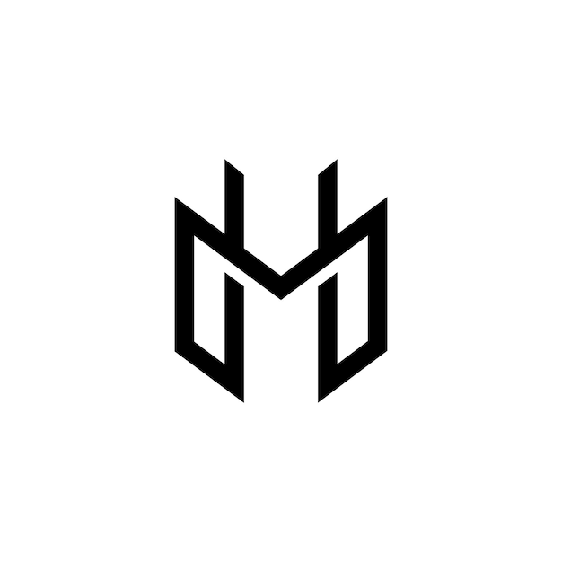 Letter M and H logo formed by geometric lines icon template