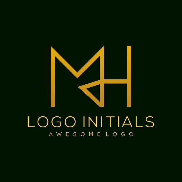 Vector letter m h luxury logo template color