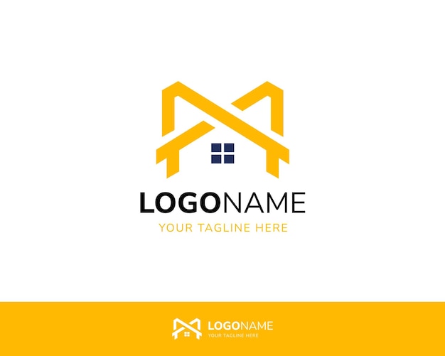 Vector letter m house logo with minimalist style