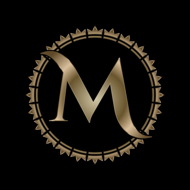 Letter m initial gold effect royal crown