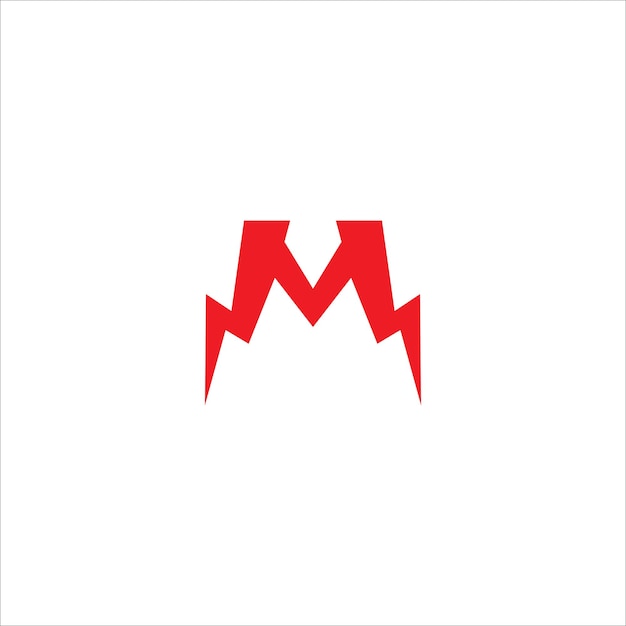 Letter M Initial Logo Design Template Geïsoleerd op witte achtergrond Alfabet Thunder Logo Concept Red Color Theme