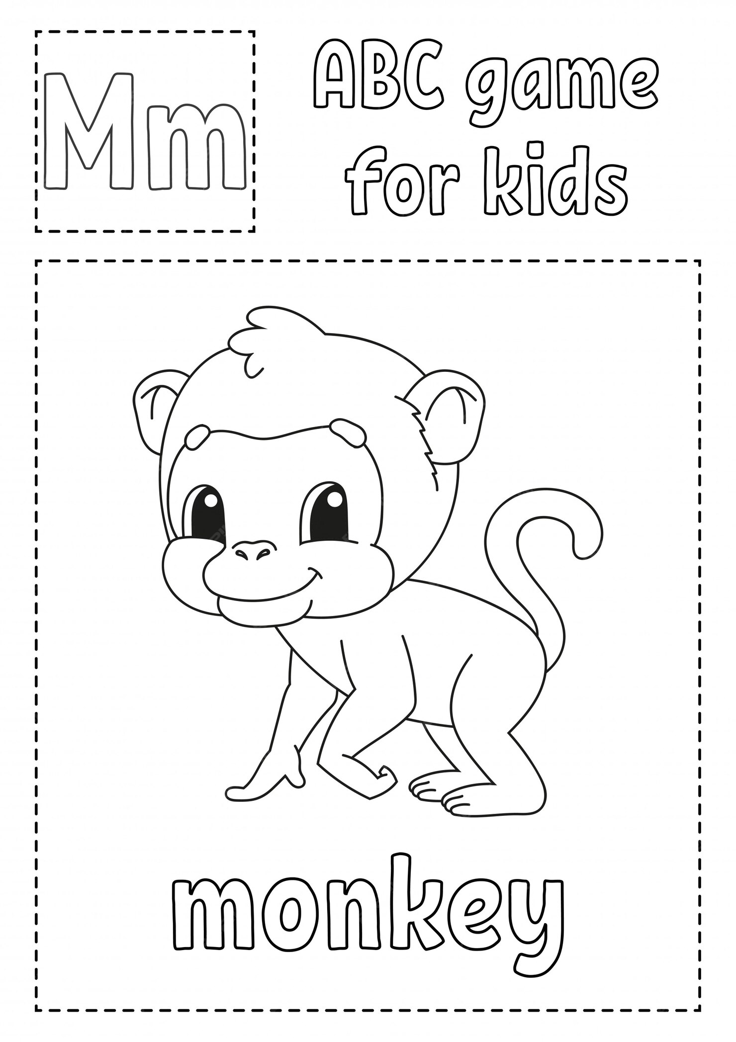 Premium Vector | Letter m is for monkey. abc game for kids. alphabet