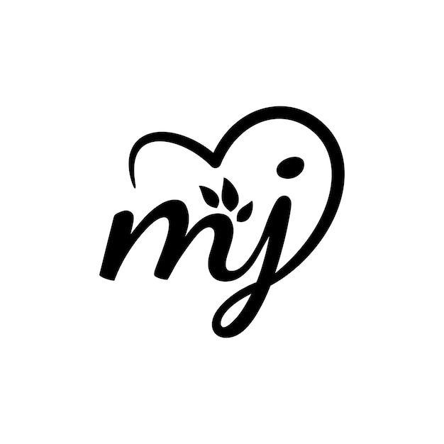 Letter m and j with a leaf and love shape good for any business related to nature things